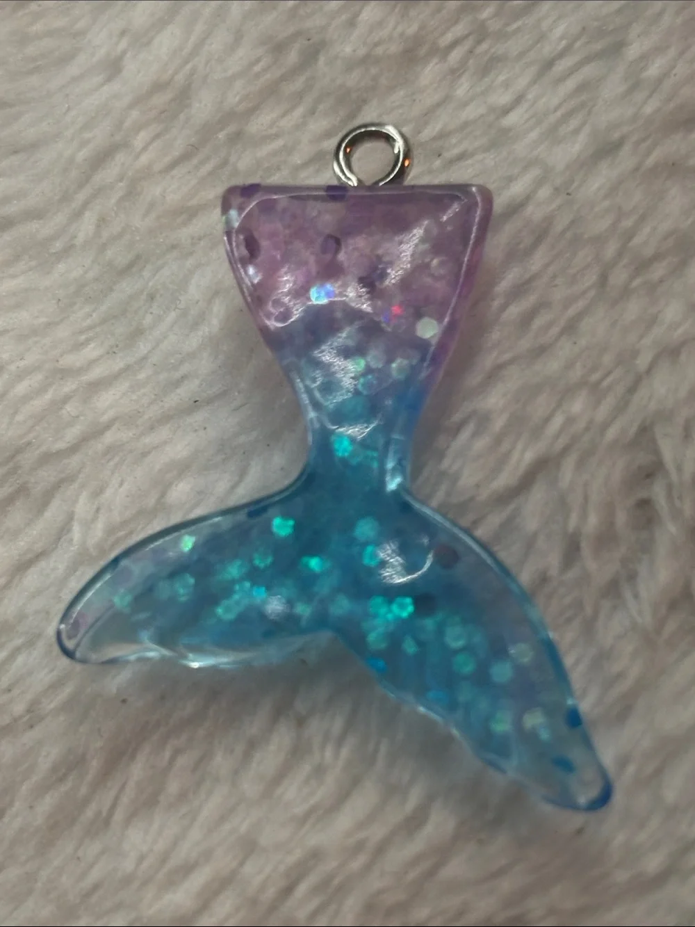 Iridescent Mermaid Tail Pendant - Purple & Blue
